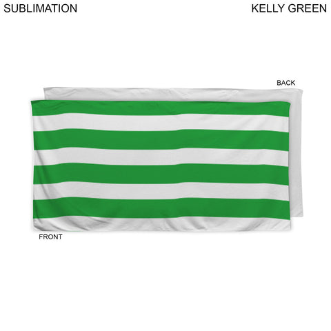 24 Hr Express Ship -Cabana Stripe Sublimated, Absorbent Microfiber Dri-Lite Terry Beach Towel, 30x60