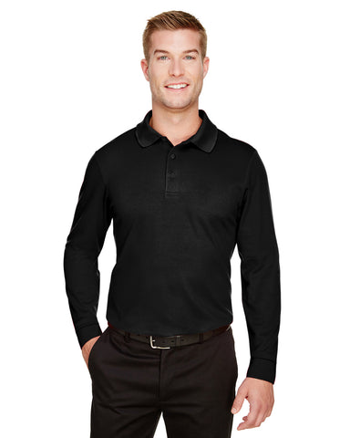 000164 Devon and Jones CrownLux Performance® Men's Plaited Long Sleeve Polo