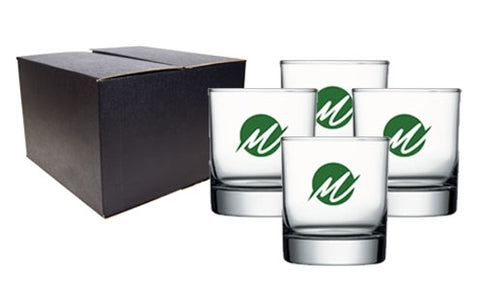 ~Chesapeake Old Fashioned 10.5oz heavy sham clear glass S/4 in Midnight black gift box