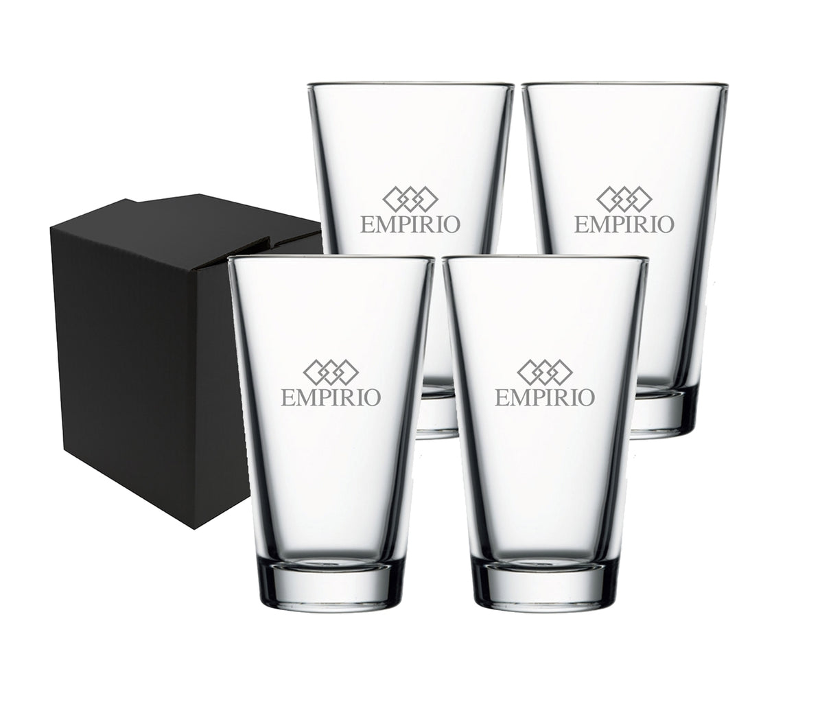 ~Mixing Glass 16oz clear, set of 4 in a Sable gift box