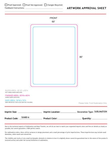 48 Hr Quick Ship - Sherpa Faux Wool Lined Micro Mink Throw, 60x80, Sublimated Edge to Edge 1 side