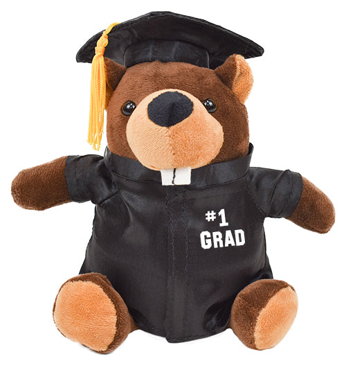 Graduation Plush - 6" Bizzie Beaver w/Gown & Cap