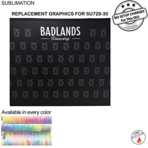 Replacement Full Color Graphics for 10' Wide Display, Media Wall, Backdrop SU729-30, NO SETUP CHARGE