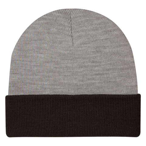 Two-Tone Knit Beanie With Cuff