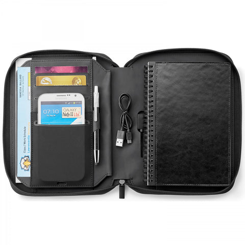 A5 ZIP JOURNAL WITH 5,000 mAh WIRELESS CHARGING POWER BANK INCLUDES UL CERTIFIED BATTERY