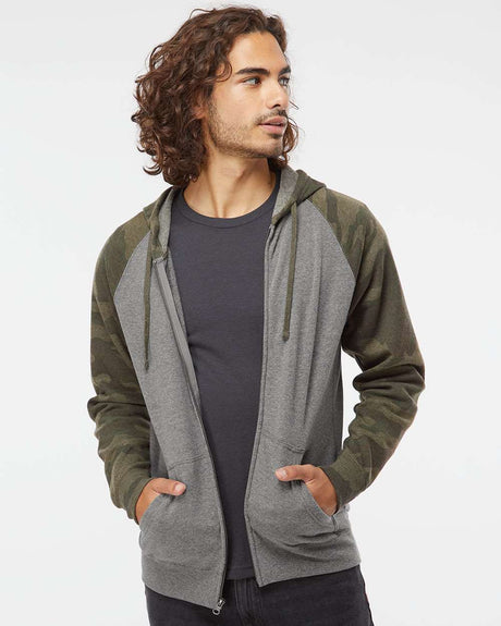 Independent Trading Co. Unisex Special Blend Raglan Full-Zip Hooded Sweatshirt