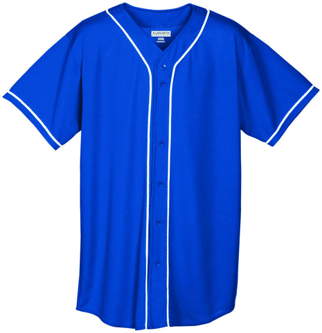Wicking Mesh Button Front Jersey with Braid Trim