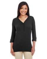 DEVON AND JONES Ladies' Perfect Fit? Y-Placket Convertible Sleeve Knit Top