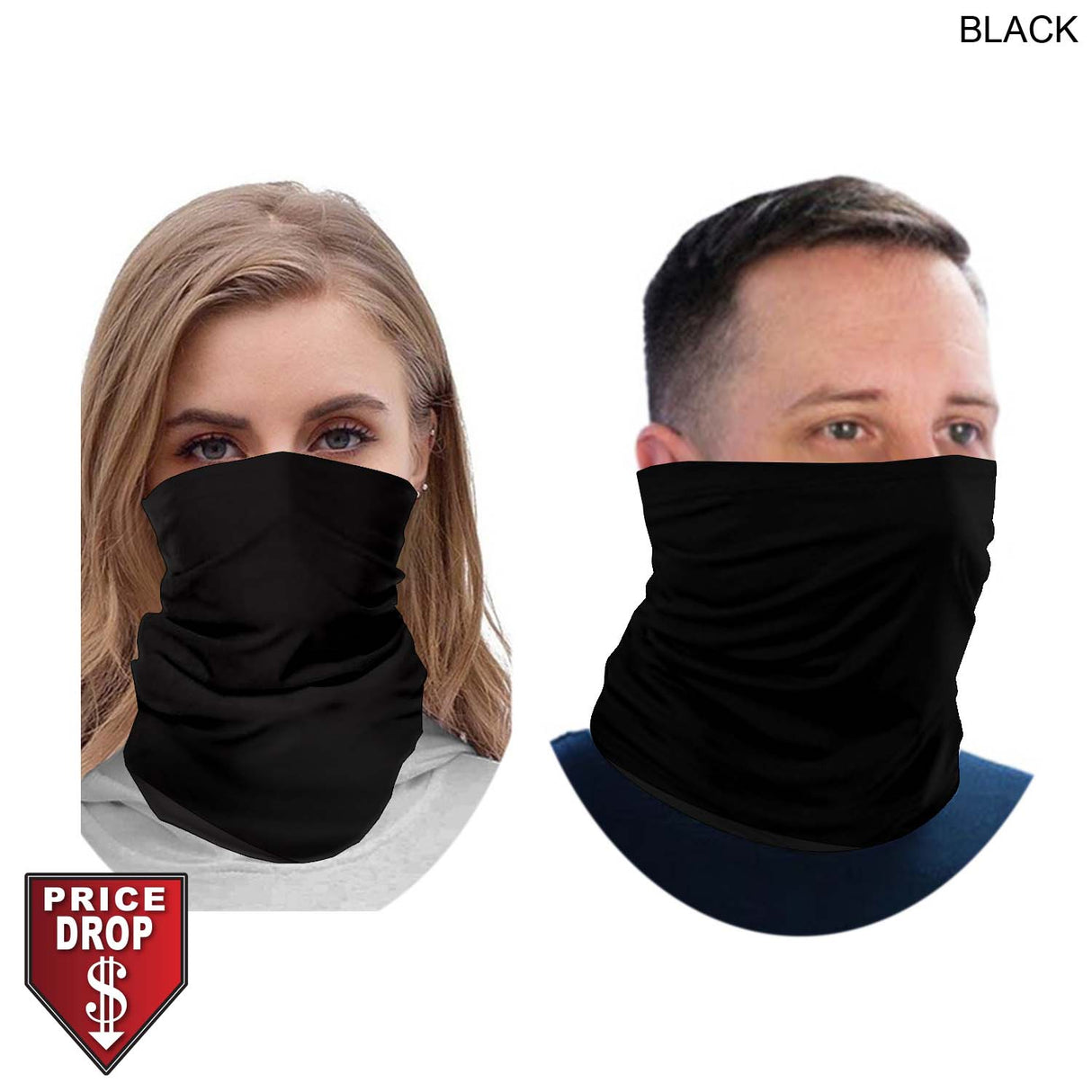Discounted Full color Transfer BEST VALUE Seamless Black Neck Gaiter (In stock, Fast production)