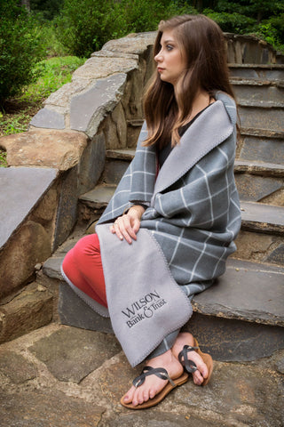 The Euro Throw - Gray Plaid (Laser Patch)