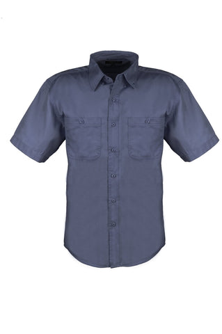 Men's Cotton Blend Twill Short Sleeve Shirt (GREY) (XS-5XL)