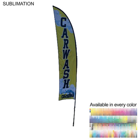 13' Medium Feather Flag Kit, Full Color Graphics Double Sided, Outdoor Spike base and Bag Included