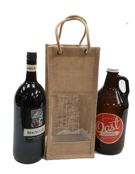 Jute Wine/Growler Jumbo Bottle Bag