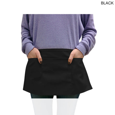 72 Hr Fast Ship - Bar Twill Waist Apron, 20x10, 3 Pockets, Heat Transfer logo, Stocked in Black