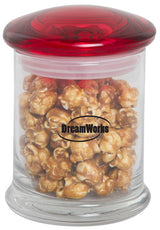 ~ Clear New Orleans glass Jar 12.25oz w/red lid