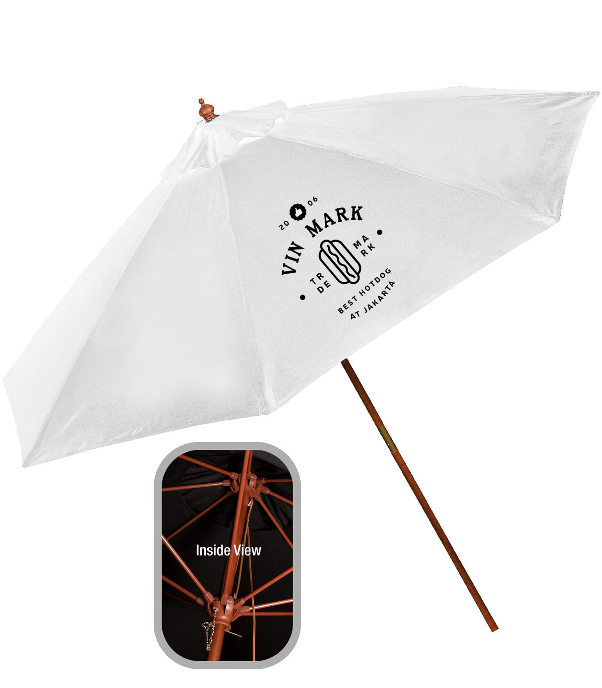 9' Wooden Polyester Market Umbrella