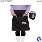 Bistro Twill Black Waist Apron, 30x18, 2 Pockets, Heat Transfer logo, In Stock