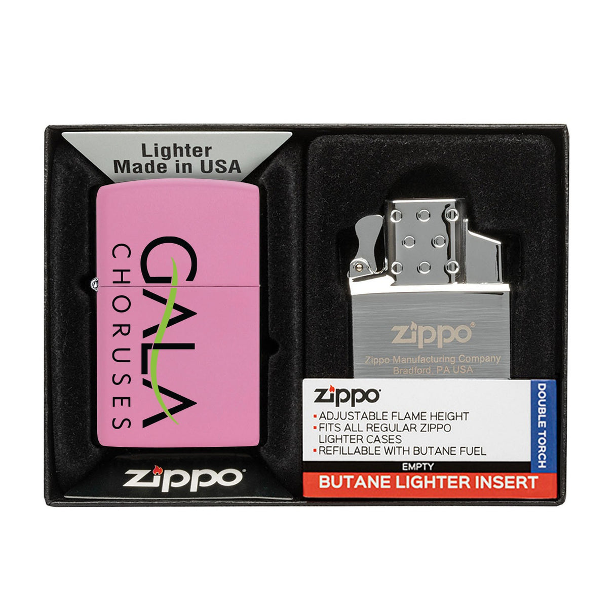 Matte Zippo® Lighter & Double Butane Insert Gift Set