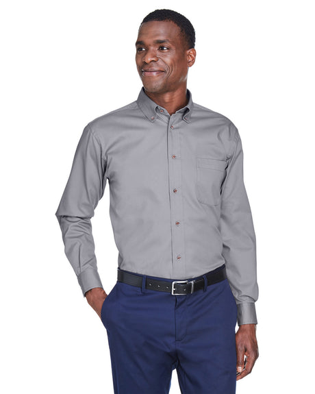 Harriton Men's Tall Easy Blend? Long-Sleeve Twill Shirt with Stain-Release