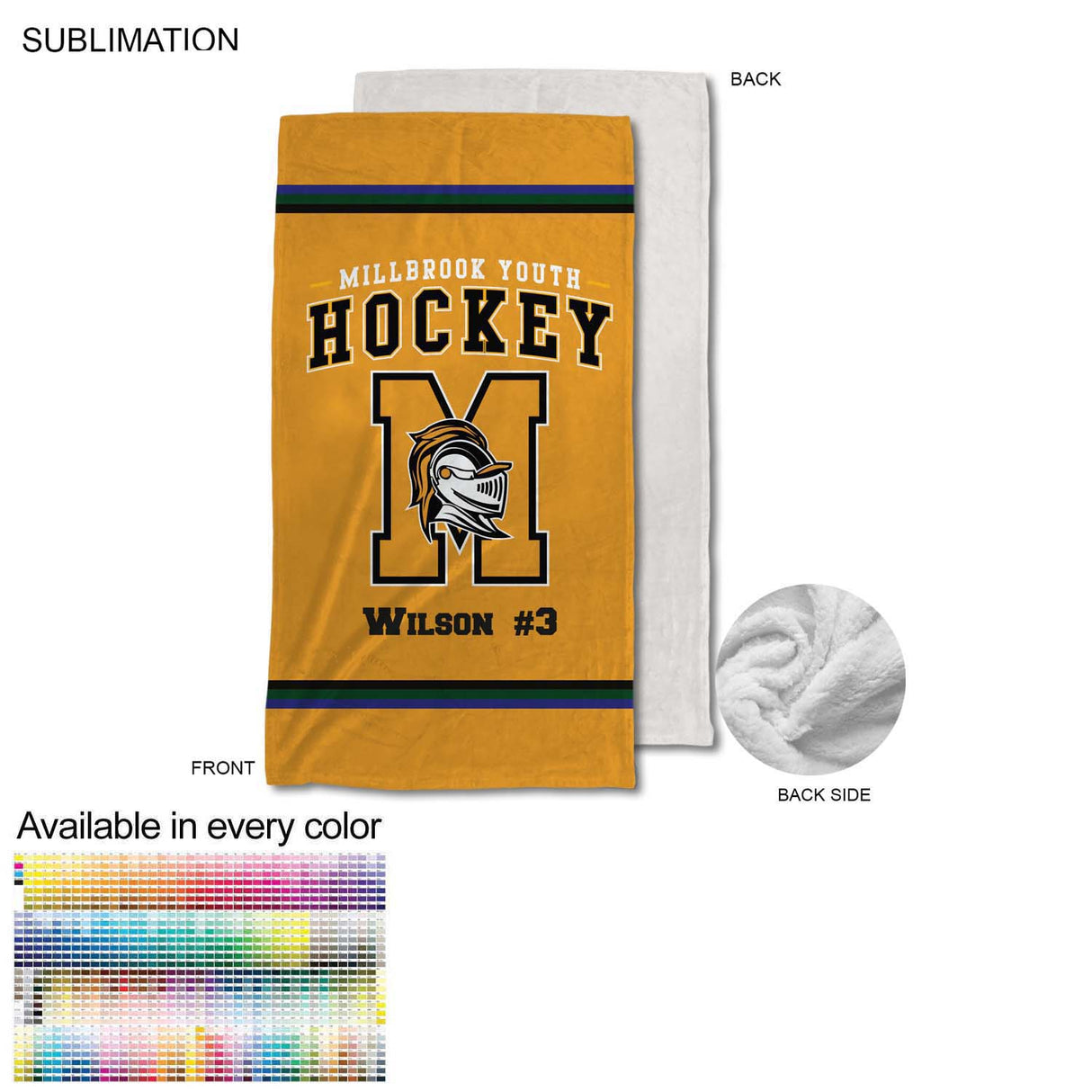 Team Blanket in Plush and cozy Mink Flannel Fleece, 30x60, Stadium size, Sublimated edge to edge