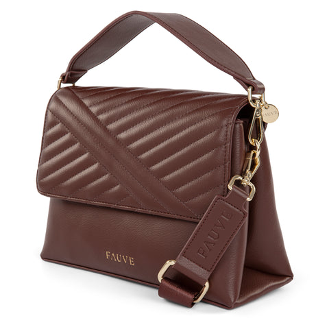 FAUVE COLLECTION-Vegan Leather Front Flap Crossbody Bag
