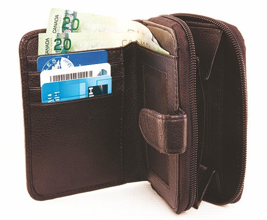 Women's Wallet black genuine milled leather