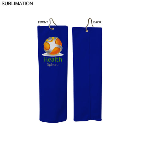 Colored Microfiber Dri-Lite Terry Golf Towel, Finished size 5x18, Trifold Grommet & Hook, Sublimated