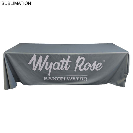 48 Hr Quick Ship - Sublimated PREMIUM Cloth for 8' Table, Drape Style, Open Back, Rounded corners