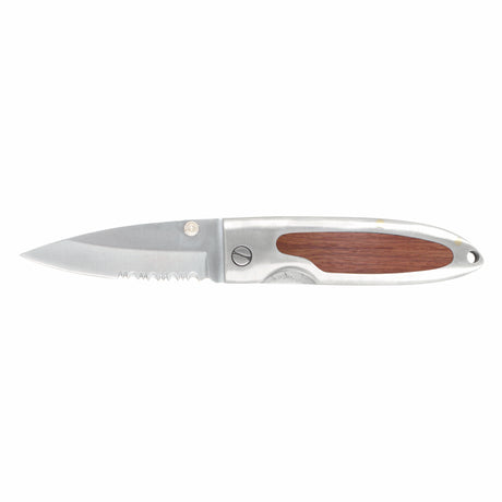 Rosewood Insert Stainless Steel Blade Pocket Knife w/ Belt Clip (3-5 Days)