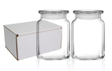 ~Candy Jar 26oz with lid clear glass S/2 in white gift box