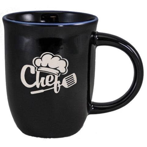 Salem 14oz black gloss mug with ocean blue trim - Etched