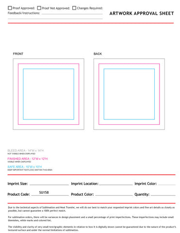 Sublimated Throw Cushion, 12x12, Invisible Zipper Closure, Removable insert, Cover is washable