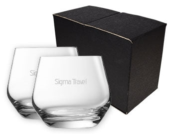 ~ Frisco 11.75oz Chef & Sommelier crystalline stemless set of 2 in a Mystique gift box