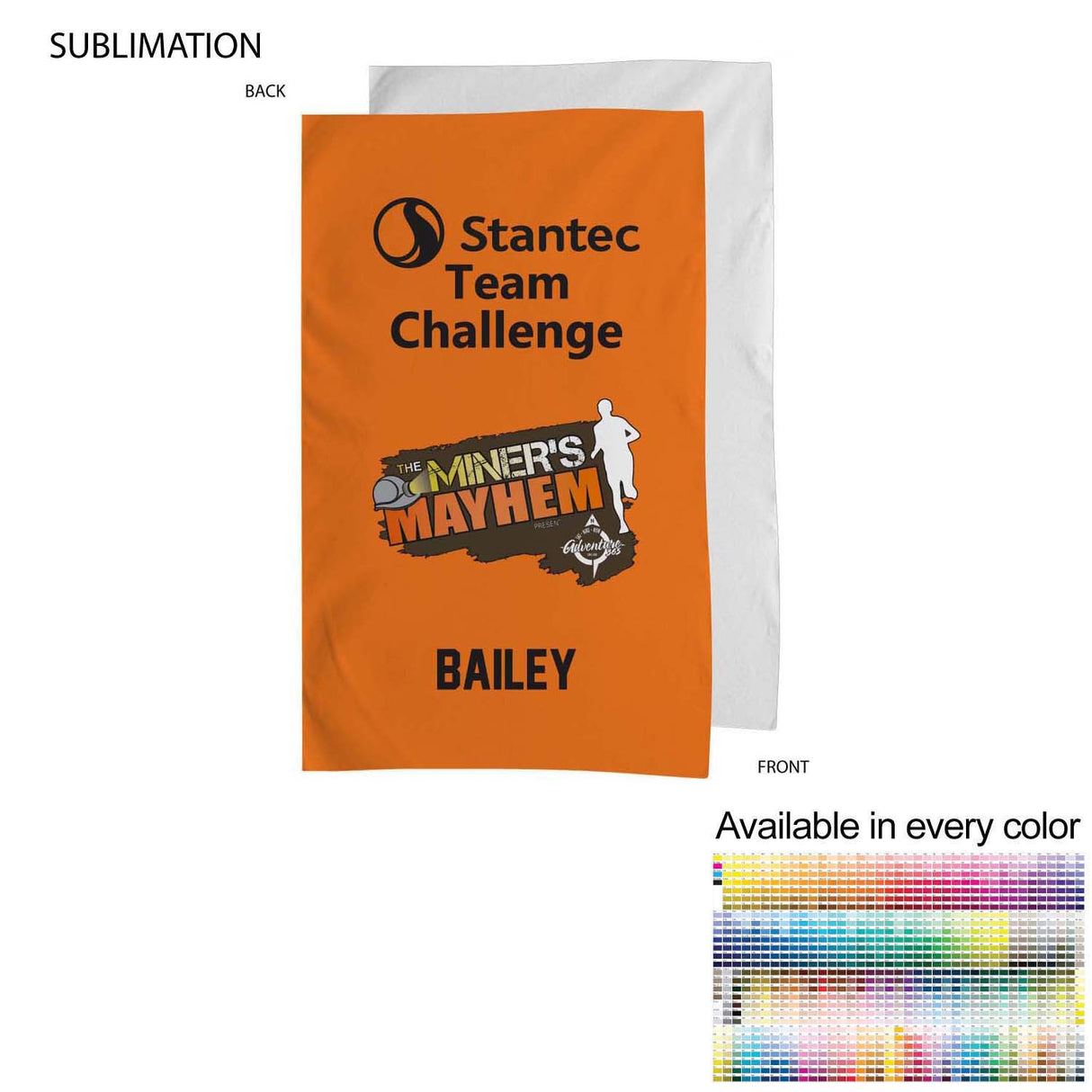 Team Towel in Plush and Soft Velour Terry Cotton Blend, 15x25, Sublimated sweat towel