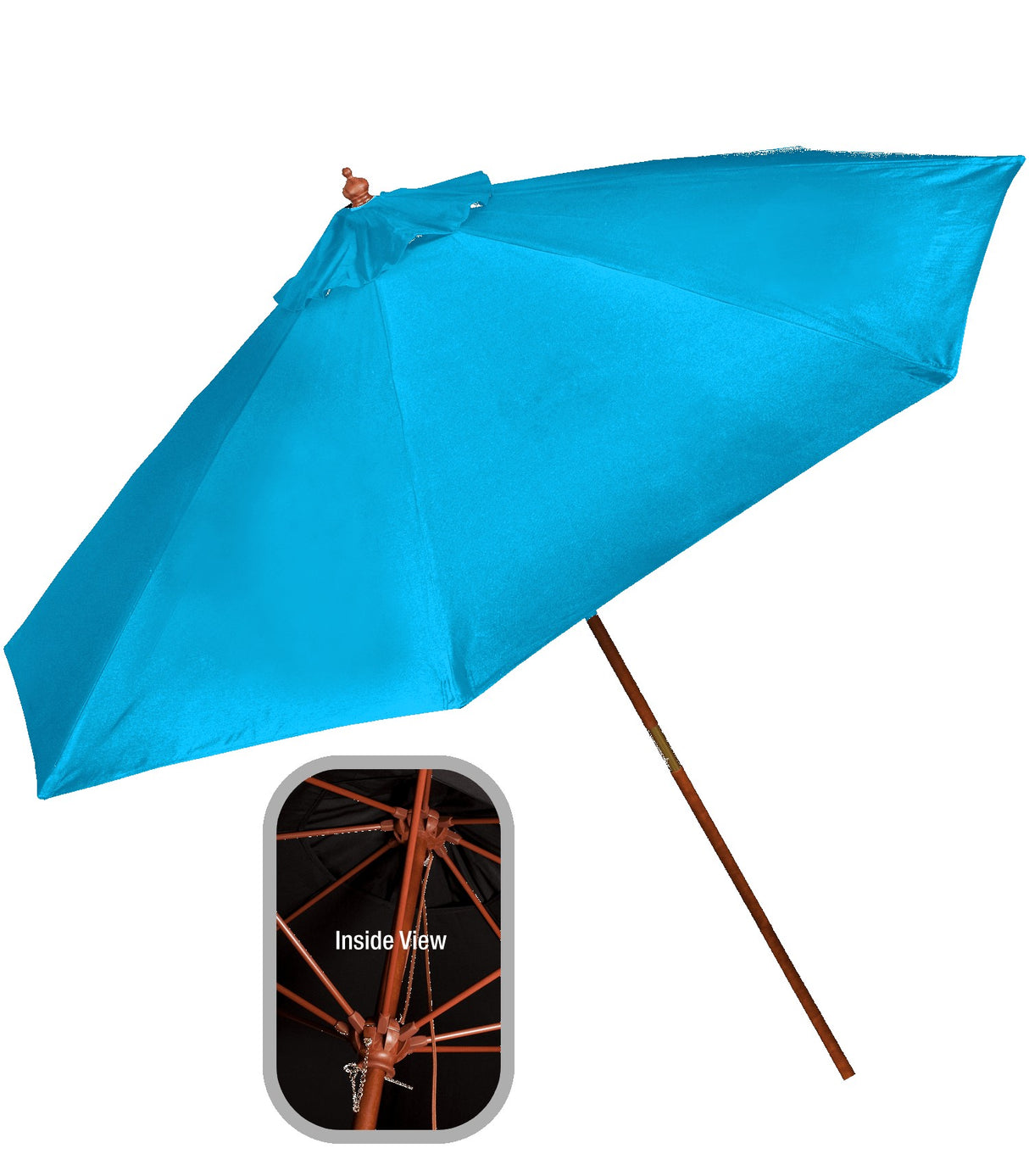 9' Wooden Polyester Market Umbrella