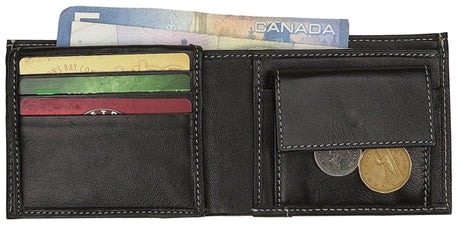 Men's Wallet black nappa leather with white stitching