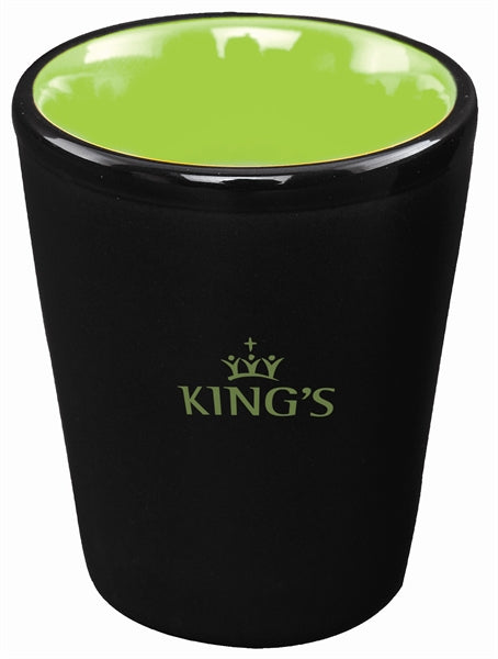 Hilo Thimble 1.5oz 2tone black/green ceramic shot glass