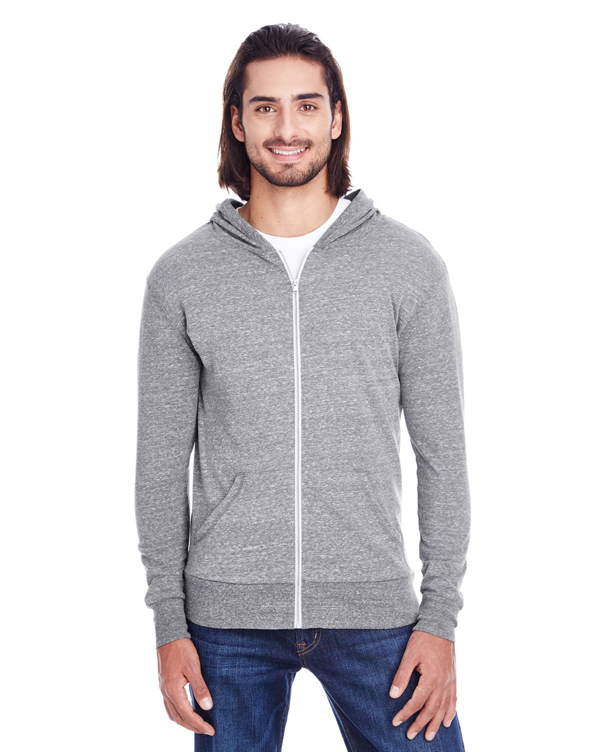 000236 THREADFAST Unisex Triblend Full-Zip Light Hoodie