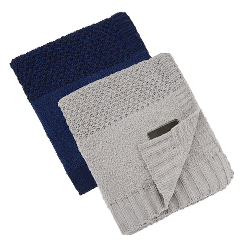 24 Hr Express Ship - Crochet Knit Blanket, 50x60, with Lasered logo patch, NO SETUP CHARGE