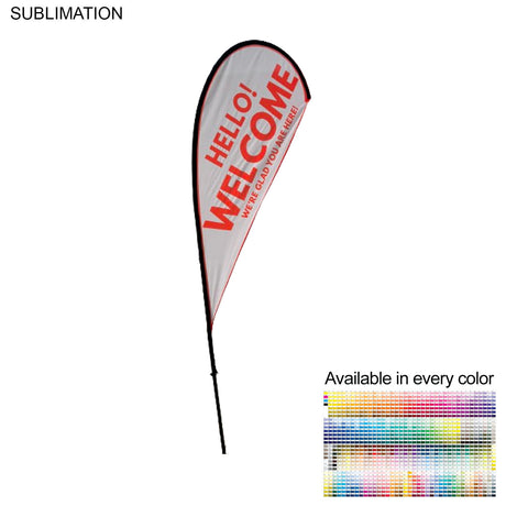 9' Small Tear Drop Flag Kit, Full Color Graphics One Side, Outdoor Use Spike base and Bag Included