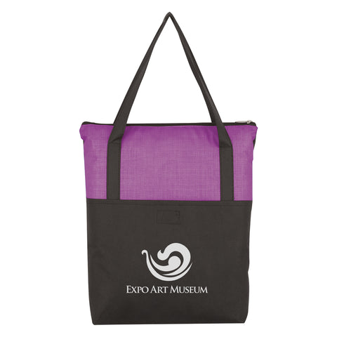 Crosshatch Non-woven Zippered Tote Bag