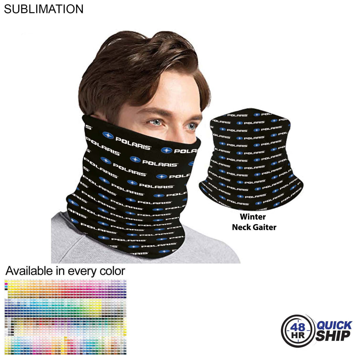 48 Hr Quick Ship - Sublimated Multifunction Tubular 2-ply WINTER Neck Gaiter (Polyester Microfleece)