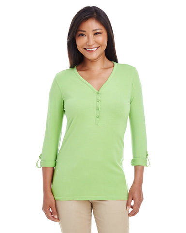 DEVON AND JONES Ladies' Perfect Fit? Y-Placket Convertible Sleeve Knit Top