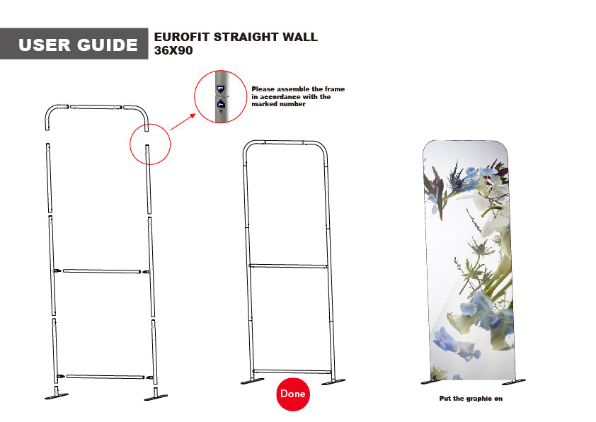 48Hr Quick Ship -3'W x 96"H EuroFit Straight Wall Display Kit, with Full Color Graphics Double Sided