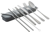 Personal Cutlery Set of 8, Stainless Steel with Carry Case, grey