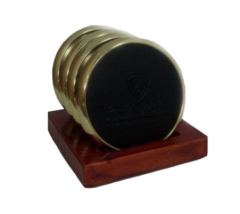 S/4 stand up gold coaster with rosewood holder