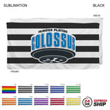 24 Hr Express Ship -Cabana Stripe Sublimated, Heaviest Weight, Plush Velour Terry Beach Towel, 30x60