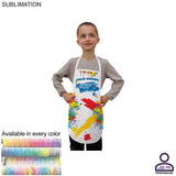 Personalized Domestic made Kids Bib Apron, 17x19, No Pockets, Sublimated, White or Stock Color ties