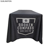 48 Hr Quick Ship - Sublimated PREMIUM Cloth for 6' table, Drape style, Closed Back, Rounded Corners
