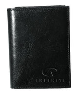Leather Tri-Fold Wallet black top grain cowhide leather